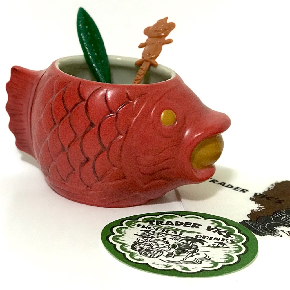 Trader Vic's Golden Koi Fish Tiki Mug Plus Extras